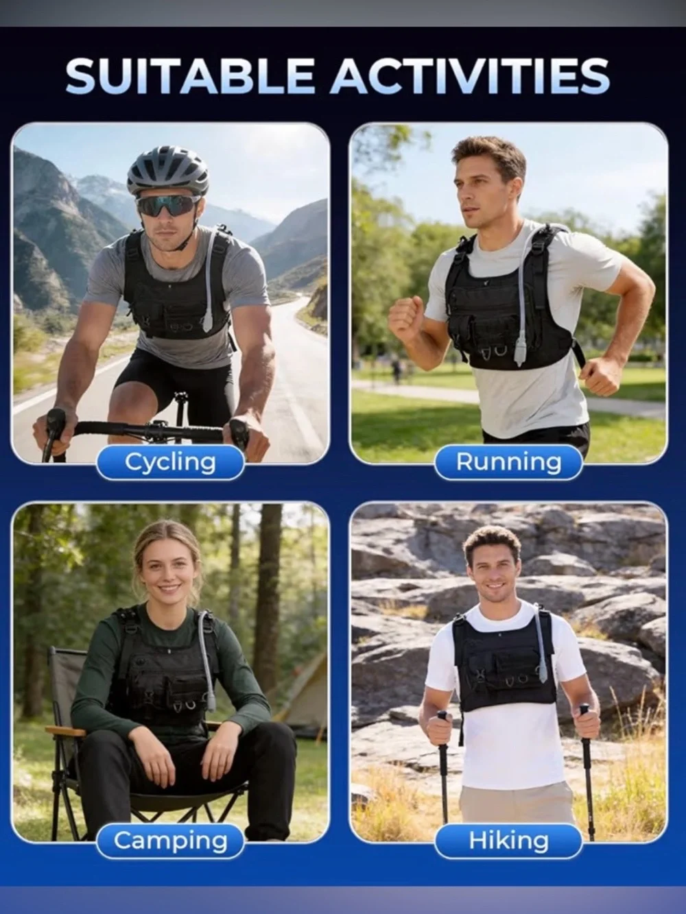 Running Vest for Women Men, Hydration Water Backpack with Adjustable Straps